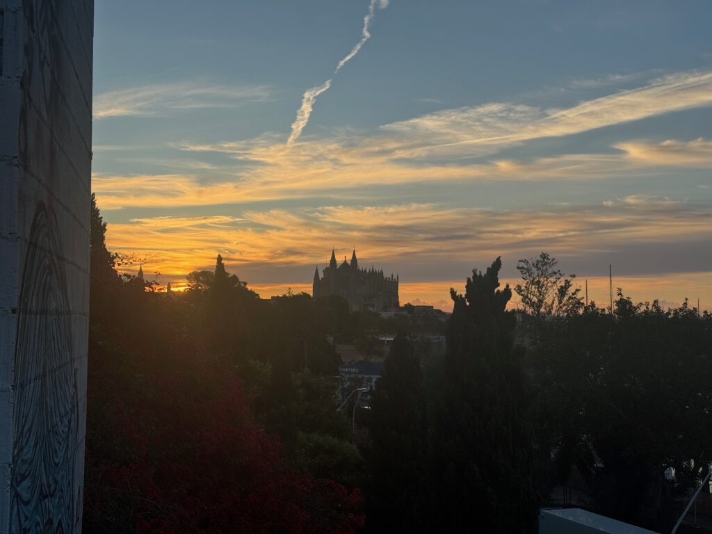 Sonnenuntergang mit Blick auf die Kathedrale von Palma